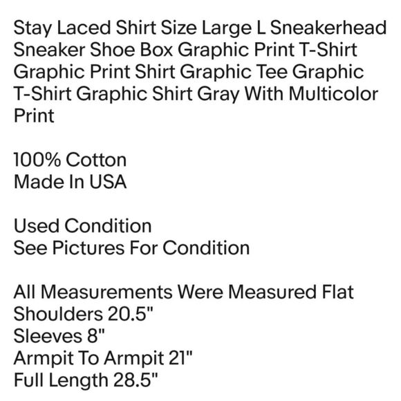 Stay Laced Shirt Size Large L Sneakerhead Sneaker Shoe Box Graphic Print T-Shirt - Picture 2 of 6